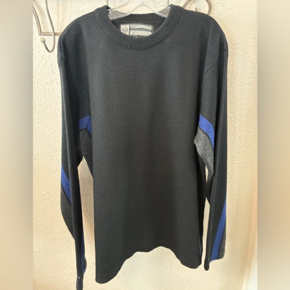 Prana Breathe Color Blocked Wool Blend Crew Neck Sweater